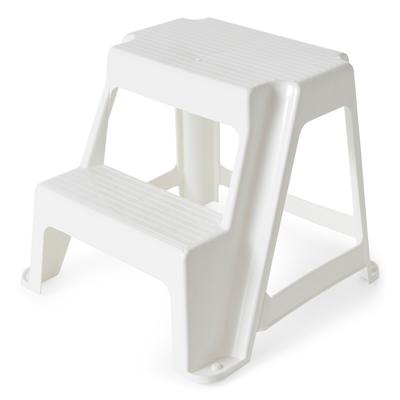 Gracious Living Extra Safe Non Slip 18.75" Rubber 2 Step Home Step Stool, White