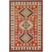 Traditional Geometric Kazak Oriental Wool Area Rug Hand-knotted Carpet - 4'0" x 6'0"