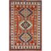 Geometric Kazak Oriental Traditional Area Rug Hand-knotted Wool Carpet - 4'0" x 6'0"