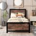 Twin Size Platform Bed Metal and Wood Bed Frame with Headboard and Footboard