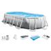 Intex Prism Frame Oval Above Ground Swimming Pool Set with Protective Canopy - 237