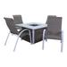 Courtyard Casual Santa Fe 5 Piece Fire Pit Set in White with 1 Square Fire Pit and 4 Wicker Chairs