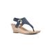 Women's White Mountain Aida Cork Wedge Sandal by White Mountain in Denim Blue Fabric (Size 9 1/2 M)