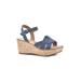 Women's White Mountain Simple Wedge Sandal by White Mountain in Denim Blue Fabric (Size 7 M)