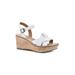 Women's White Mountain Simple Wedge Sandal by White Mountain in White Burnished Smooth (Size 9 1/2 M)