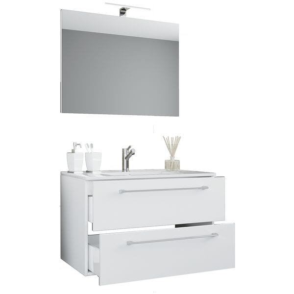 VCM Morgenthaler Waschtisch »Badinos« mit 2 Schüben 60 cm inkl. Spiegel und Waschbecken weiß, 60x50x46 cm