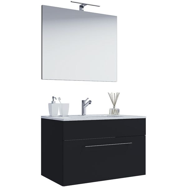 VCM Morgenthaler Waschtisch »Badinos« mit 1 Schub 80 cm inkl. Spiegel und Waschbecken schwarz, 80x50x46 cm Image