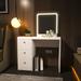 Boahaus LLC Vanity w/ Mirror Wood in Brown/White | 53.15 H x 37.2 W x 17.56 D in | Wayfair 1622-23-LED