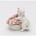 Red Barrel Studio® Mini Kitten w/ Hand Formed Flowers Pot Figurine Porcelain/Ceramic in Blue/White | 3 H x 2.25 W x 3.25 D in | Wayfair