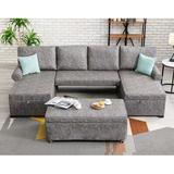 Gray Sectional - Red Barrel Studio® 108.75" Wide Reversible Sleeper Sofa & Chaise Sectional w/ Ottoman | 36 H x 108.75 W x 52.5 D in | Wayfair