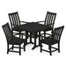 POLYWOOD® Vineyard 5-Piece Farmhouse Trestle Arm Chair Outdoor Dining Set Plastic in Black | 37.63 W x 37.5 D in | Wayfair PWS643-1-BL