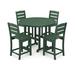 POLYWOOD® Lakeside 5-Piece Farmhouse Round Side Outdoor Chair Counter Set Plastic in Green | 48 W x 48 D in | Wayfair PWS617-1-GR