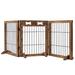 Tucker Murphy Pet™ 3 Panel Free Standing Pet Gate Wood (a more stylish option)/Metal (a highly durability option) in Brown | Wayfair