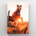 Foundry Select Brown Horse On Brown Grass Field During Daytime 2 - 1 Piece Rectangle Graphic Art Print On Wrapped Canvas in Brown/White | Wayfair