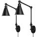 Latitude Run® 2 Pack Modern Wall Lights Dimmable Light Swing Arm Wall Lights For Home Decor Metal in Black | 7 H x 14 W x 10 D in | Wayfair