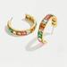 J. Crew Jewelry | J Crew Earrings Square Gems Hoops | Color: Green/Pink | Size: Os