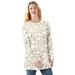 Plus Size Women's Perfect Printed Long-Sleeve Crewneck Tee by Woman Within in Ivory Leaf Print (Size 5X) Shirt