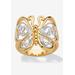 Plus Size Women's Yellow Gold Plated Two Tone Filigree Butterfly Ring by PalmBeach Jewelry in Gold (Size 5)