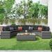 8-pieces patio Half-Moon Sectional Sets With Rectangular Coffee Table