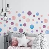 Watercolor Circles Purple Pink Blue Wall Stickers Home Decals Nursery