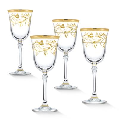 Lorren Home Trends Rosalia Flower White Wine, Set of 4