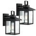 Cadiz 6.75" 1-Light Iron/Seeded Glass Rustic Traditional Lantern LED Outdoor Lantern, Black (Set of 2) by JONATHAN Y