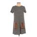 Soprano Casual Dress - Shift: Black Stripes Dresses - Women's Size Small