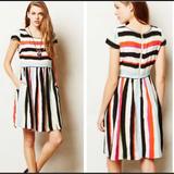 Anthropologie Dresses | Anthro Maeve Capped Striped Midi Dress 4 | Color: Black/White | Size: 4