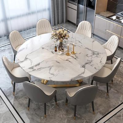 White Modern Round Faux Marble Dining, Fake White Marble Dining Table
