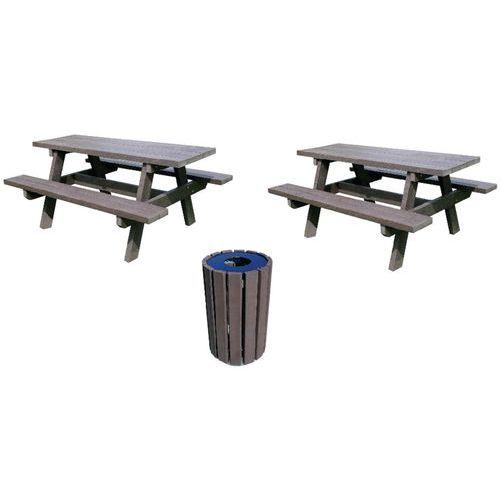 Set 2 Tables-bancs Parc + 1 Poubelle Avec Couvercle_lb07264p - Manutan Expert