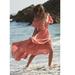 Free People Dresses | Free People Moonlight Ocean Off Shoulder Ruffles Femme Maxi Dress | Color: Orange/Pink | Size: Xs