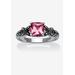 Women's Cushion-Cut Birthstone Ring In Sterling Silver by PalmBeach Jewelry in June (Size 5)