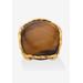Women's Yellow Gold-Plated Genuine Brown Tiger'S Eye Pillow Ring by PalmBeach Jewelry in Tigers Eye (Size 6)