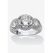 Women's Sterling Silver Cubic Zirconia Vintage Style 3-Stone Bridal Ring by PalmBeach Jewelry in Cubic Zirconia (Size 7)