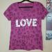 Disney Tops | Magenta Pink "Love" Minnie Mickey Mouse Print T-Shirt | Color: Pink/Purple | Size: Xl