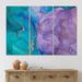 East Urban Home Turquoise & Purple Liquid Art II - Modern Canvas Wall Art Print Canvas, Wood in White | 28 H x 36 W x 1 D in | Wayfair