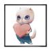 East Urban Home Cute White Cat w/ Heart - Children's Art Canvas Wall Art Print Canvas in Green/Pink | 16 H x 16 W x 1 D in | Wayfair