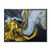 East Urban Home Gold White & Yellow Marble Clouds II - Painting on Canvas Metal in Blue/White | 16 H x 32 W x 1 D in | Wayfair