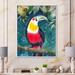 East Urban Home Toucan on the Tree Branch w/ Emerald Leaves - Print on Canvas Metal in Green/Red | 32 H x 16 W x 1 D in | Wayfair