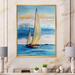 East Urban Home Two Sailing Boats w/ Fisherman on the Blue Sea - Painting on Canvas Metal in Blue/Yellow | 40 H x 30 W x 1.5 D in | Wayfair