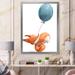 East Urban Home Cute Little Cartoon Fox Squirrel w/ Balloon - Painting on Canvas Metal in Blue/Orange | 32 H x 24 W x 1 D in | Wayfair