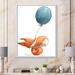 East Urban Home Cute Little Cartoon Fox Squirrel w/ Balloon - Painting on Canvas Metal in Blue/Orange | 32 H x 24 W x 1 D in | Wayfair