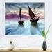 East Urban Home Sailing Boats in the Sea in Evening w/ City - Print on Canvas Canvas | 12 H x 20 W x 1 D in | Wayfair