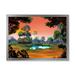 East Urban Home Small Pond on a Forest Glade at Dawn - Painting on Canvas Metal in Blue/Green | 30 H x 40 W x 1.5 D in | Wayfair