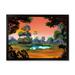 East Urban Home Small Pond on a Forest Glade at Dawn - Painting on Canvas in Blue/Green | 12 H x 20 W x 1 D in | Wayfair