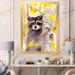 East Urban Home A Cute Racoon on a Birch Tree w/ Autumn Yellow I - Painting on Canvas in Brown/Green/Yellow | 20 H x 12 W x 1 D in | Wayfair