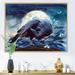 East Urban Home Raven on the Tree Branch w/ Shining Moon - Print on Canvas Metal in Black | 24 H x 32 W x 1 D in | Wayfair