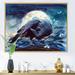 East Urban Home Raven on the Tree Branch w/ Shining Moon - Print on Canvas in Black | 12 H x 20 W x 1 D in | Wayfair