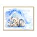 East Urban Home Polar Bear w/ a Bear Cub - Painting on Canvas Canvas, Cotton in Blue/White | 31 H x 41 W x 1.5 D in | Wayfair