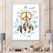 East Urban Home Ethnic Dream Catcher & Peace Sign - Painting on Canvas Canvas, Cotton in Blue/Brown | 20 H x 12 W x 1 D in | Wayfair